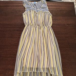 Yellow and Gray Hi Low Summer Dress